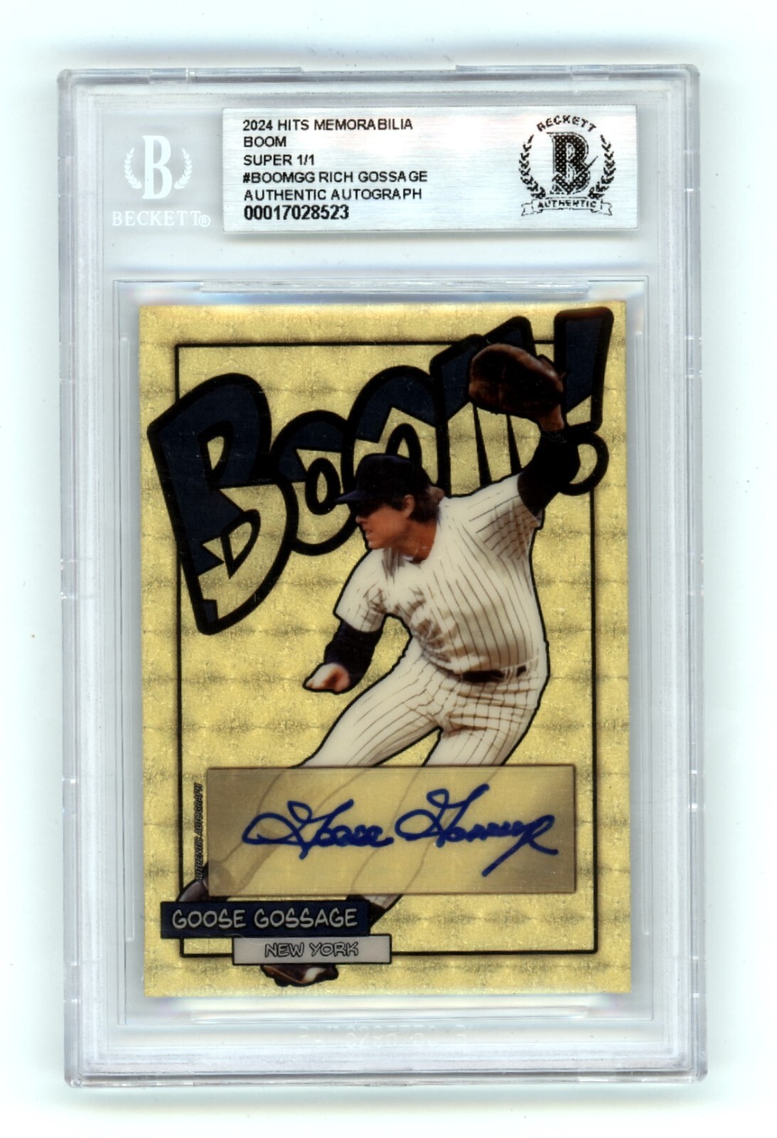 Goose Gossage 2024 Hits Memorabilia BOOM Super #1/1 Signed BGS BAS Auto Yankees