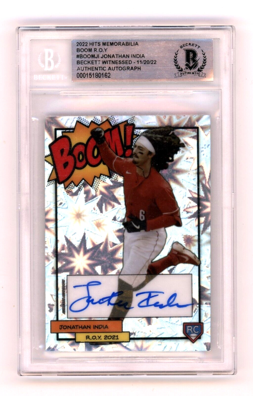 Jonathan India 2022 Hits Memorabilia BOOM Silver #/6 RC Signed BGS BAS Auto Reds