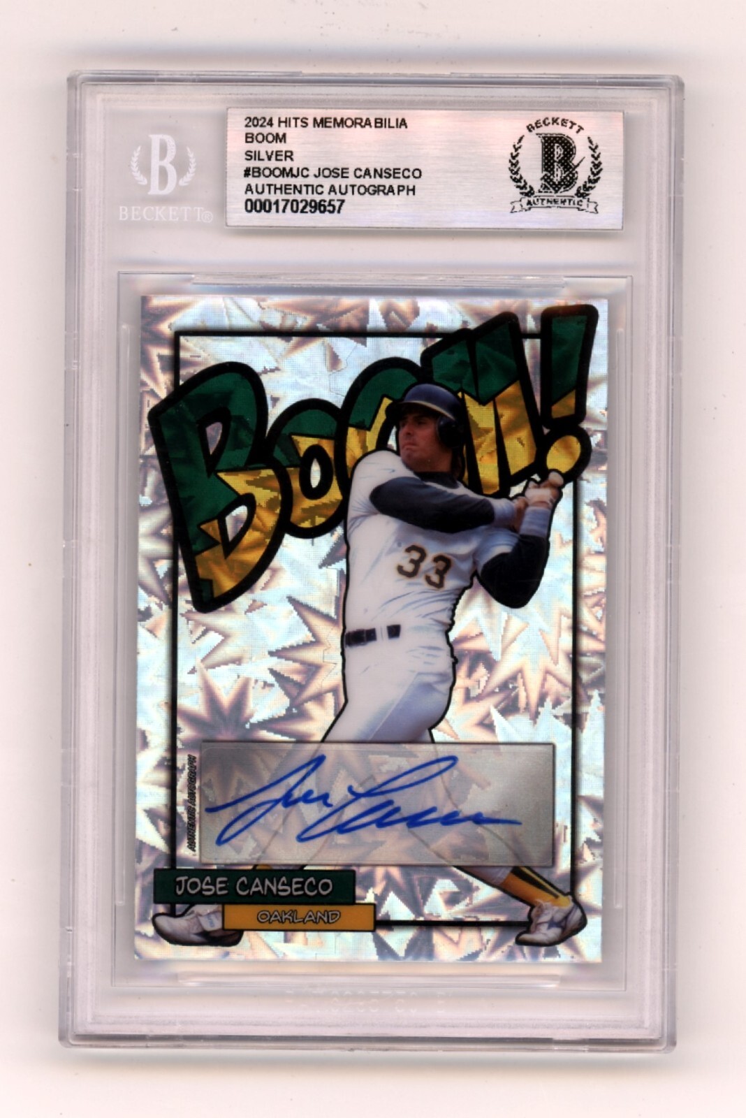 Jose Canseco 2024 Hits Memorabilia BOOM Silver Signed BGS BAS Auto Athletics