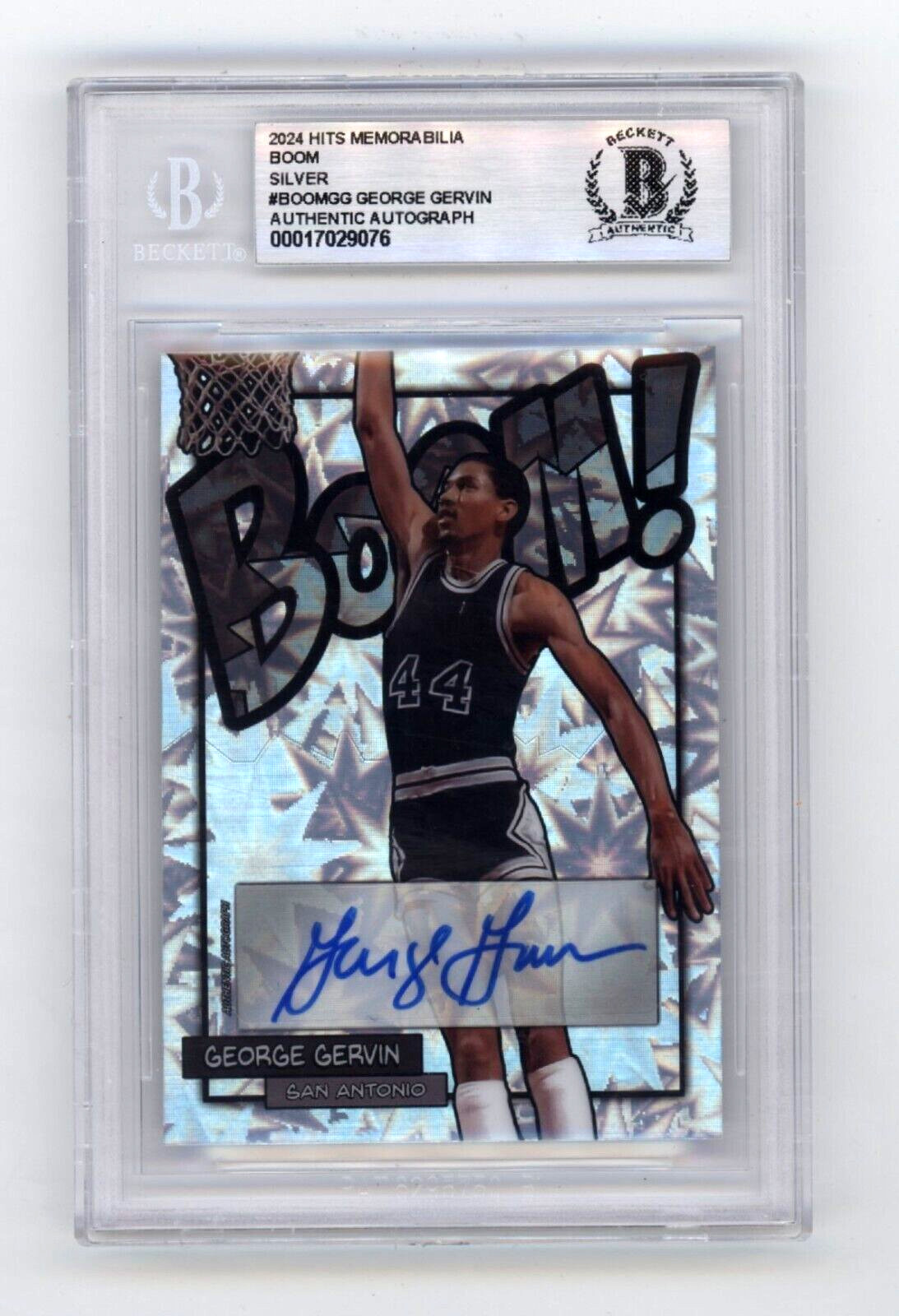 George Gervin 2024 Hits Memorabilia BOOM Silver Signed BGS BAS Auto Spurs