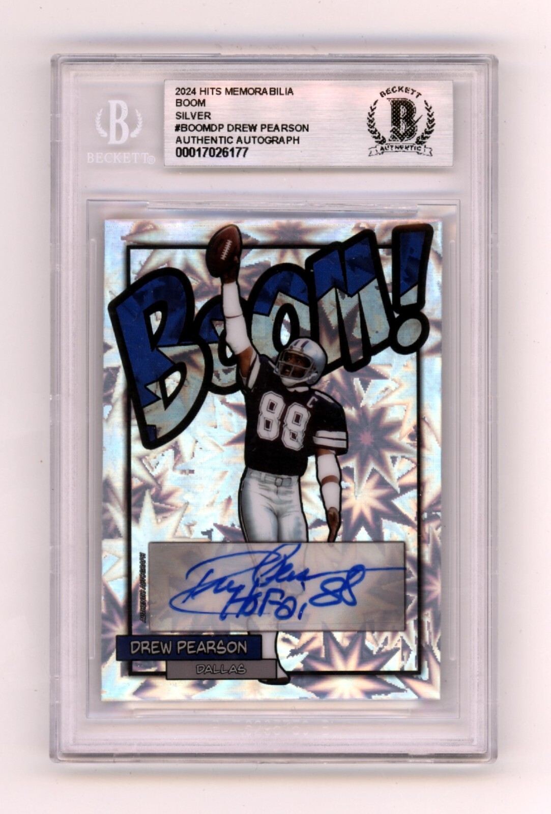 Drew Pearson 2024 Hits Memorabilia BOOM Silver Signed BGS BAS Auto HOF 21 Insc.