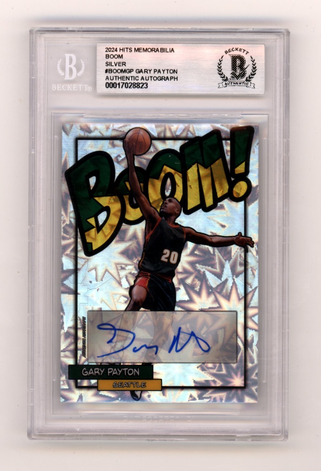 Gary Payton 2024 Hits Memorabilia BOOM Silver Signed BGS BAS Auto Sonics