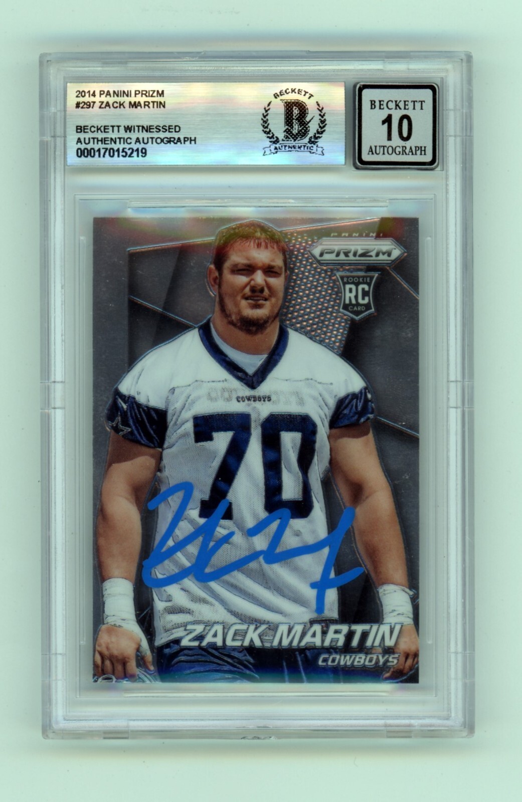 Zack Martin 2014 Panini Prizm #297 Signed Rookie RC Beckett BGS 10 Auto Cowboys