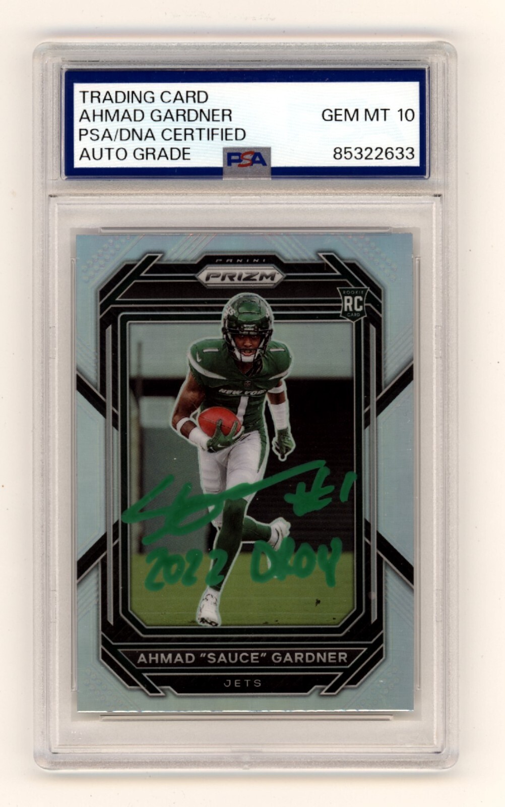 Ahmad Sauce Gardner 2022 Panini Prizm Silver #341 RC ROY Insc Signed PSA 10 Auto