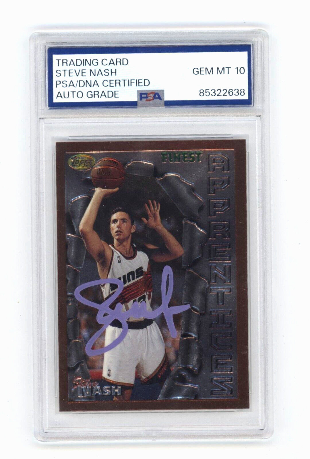 Steve Nash 1996-97 Topps Finest #75 Rookie RC PSA 10 Auto Phoenix Suns HOF