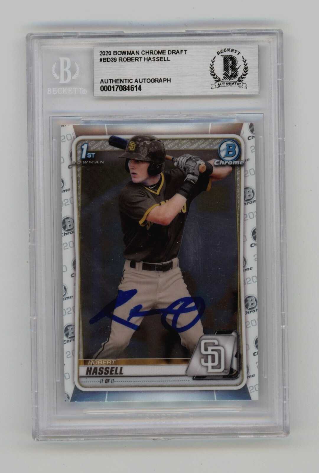 Robert Hassell 2020 Bowman Chrome Draft #BD39 1st Signed Beckett BAS BGS Auto