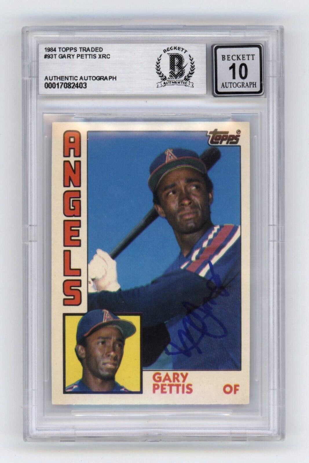 Gary Pettis 1984 Topps Traded #93T Rookie RC Signed Beckett Wit BAS BGS 10 Auto