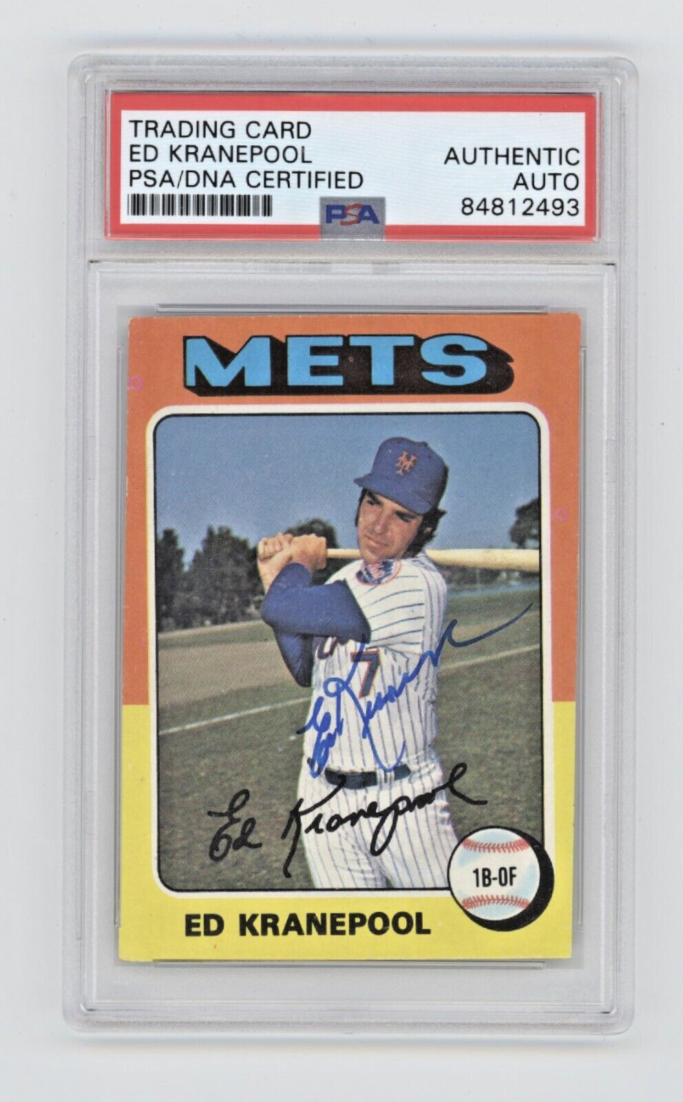 Ed Kranepool 1975 Topps Baseball #324 Signed PSA Authentic Auto New York Mets