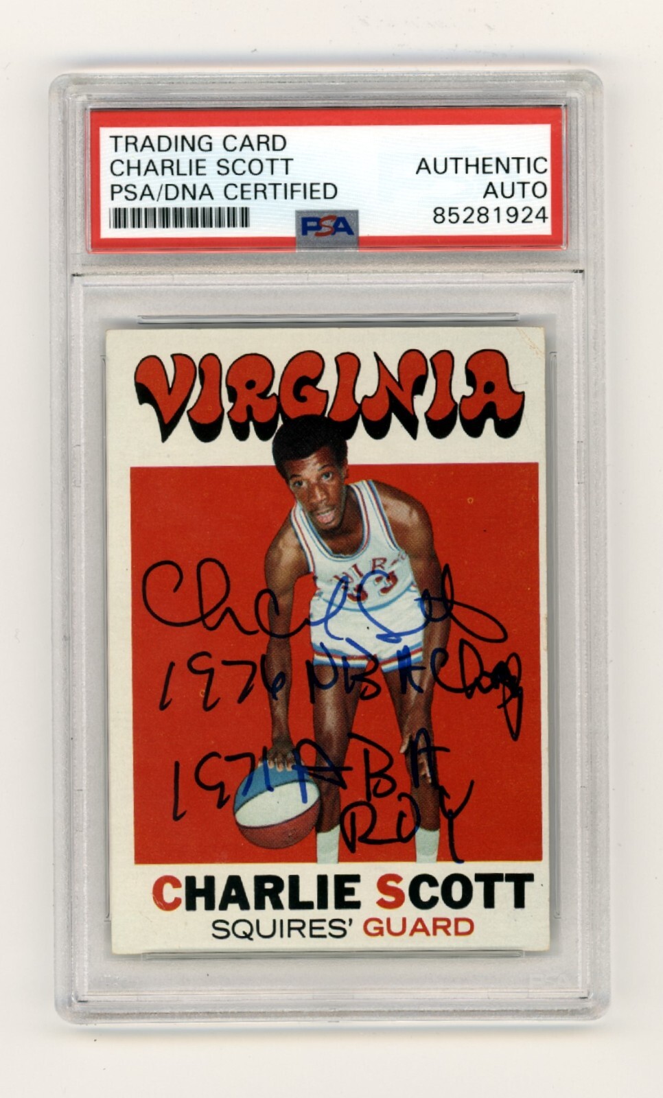 Charlie Scott 1971-72 Topps #190 Rookie RC 2 Inscription Signed PSA Auto HOF B