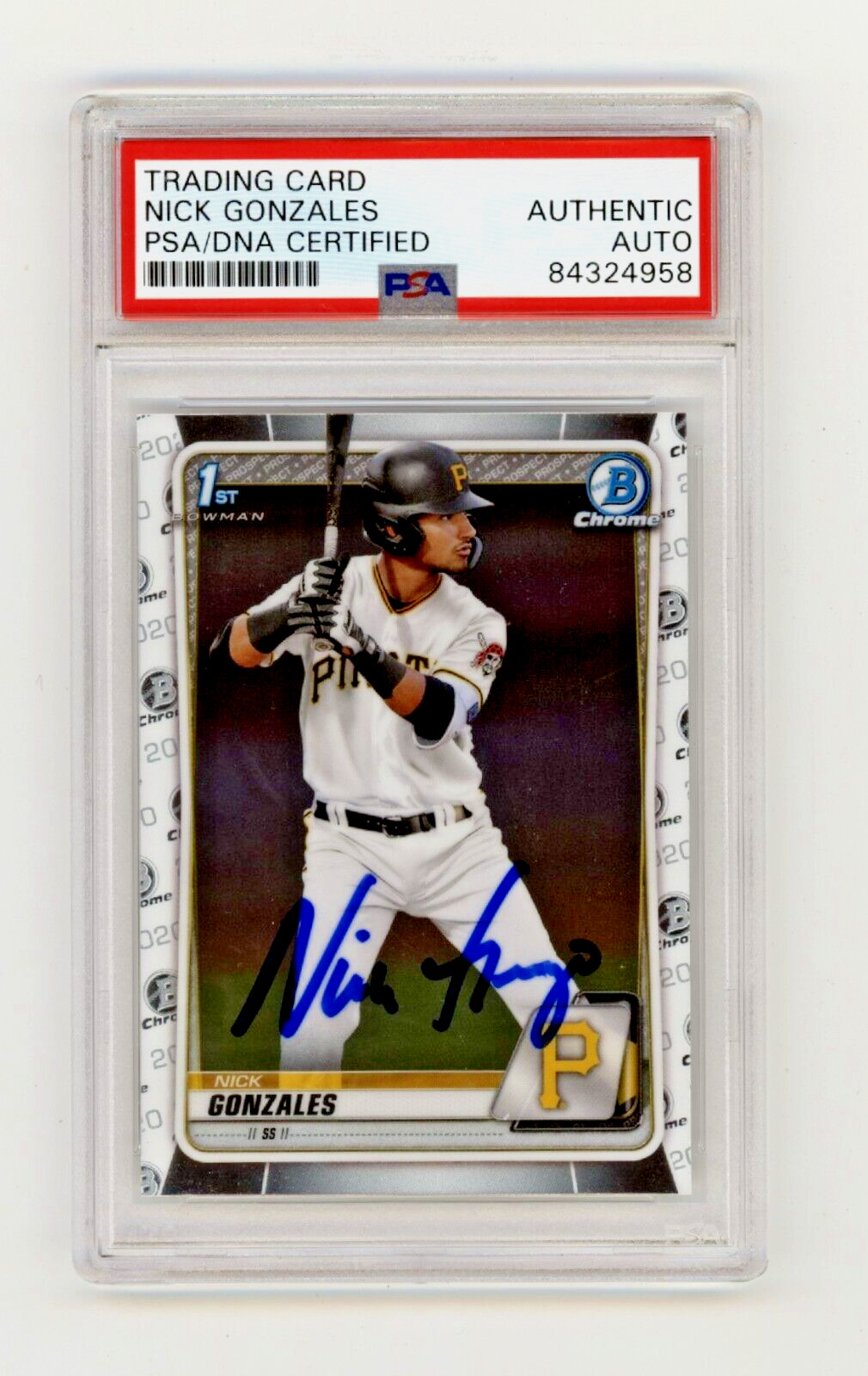Nick Gonzales 2020 Bowman Chrome Draft 1st Rookie RC Signed PSA Auto Pirates