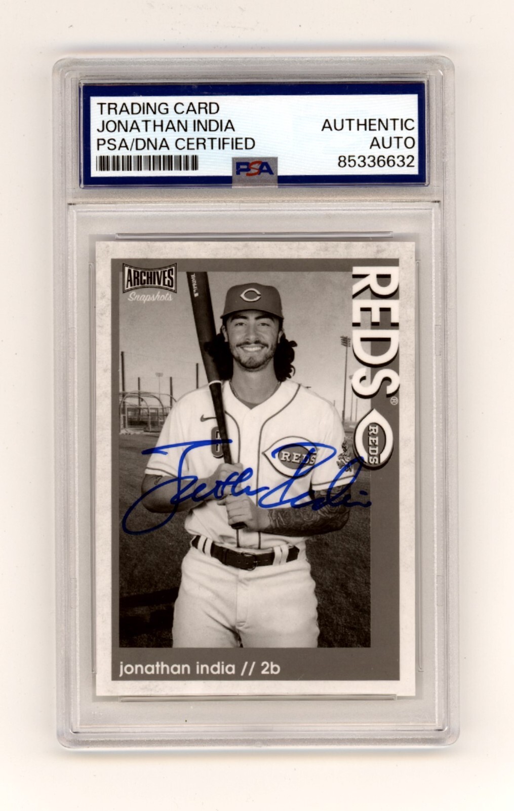 Jonathan India 2022 Topps Archives Snapshots Black & White #36 Signed PSA Auto