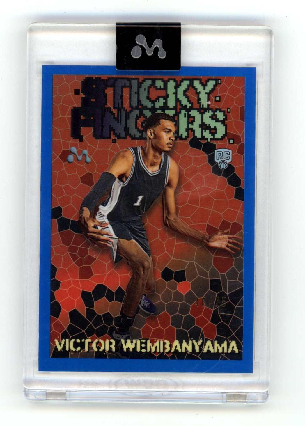 Victor Wembanyama 2023-24 Topps Mercury Sticky Fingers Blue Refractor RC 46/75