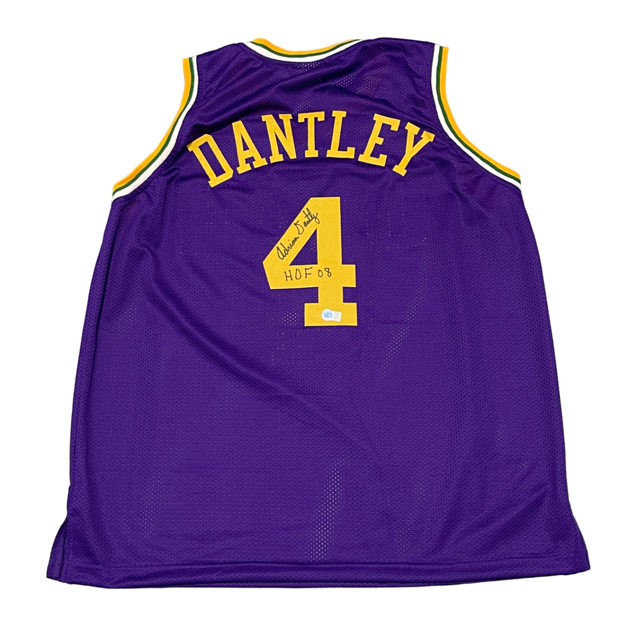 Adrian Dantley Signed Utah Jazz Custom Jersey w/ HOF 09 Beckett Witness BAS COA