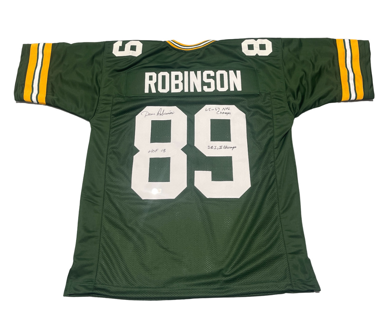 Dave Robinson Signed Green Bay Packers Custom Jersey w/ 3 Ins Beckett W BAS COA