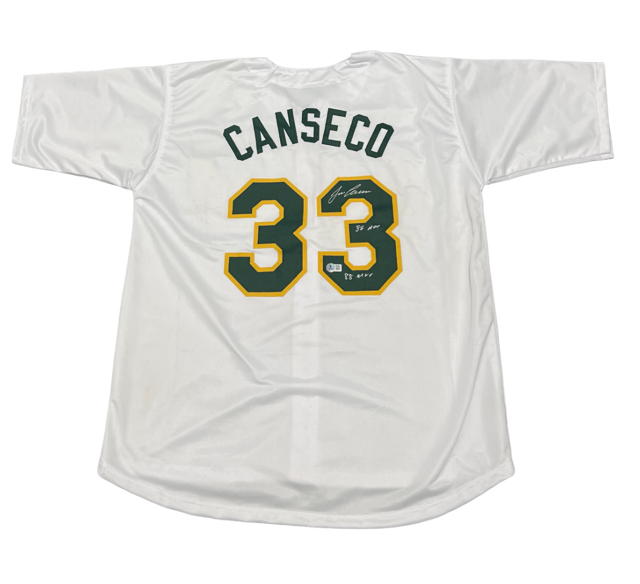 Jose Canseco Signed Oakland Athletics Custom Jersey w/ 2 Insc Beckett W BAS COA
