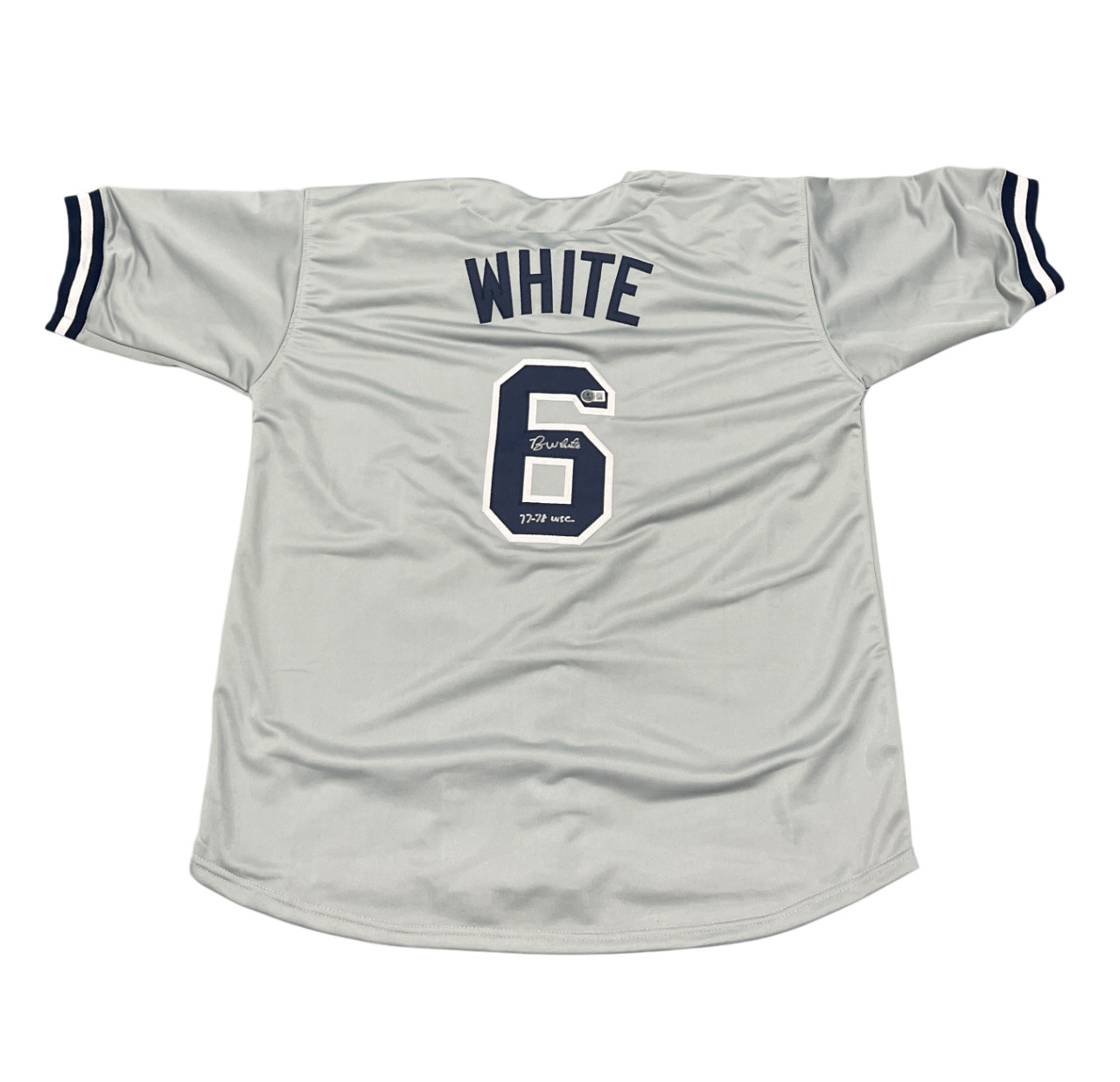 Roy White Signed New York Yankees Custom Jersey w/ 77-78 WSC Beckett Wit BAS COA