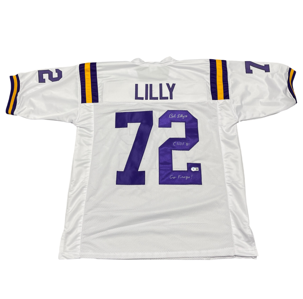Bob Lilly Signed TCU Custom Jersey w/ 2 Ins Beckett Witness BAS COA