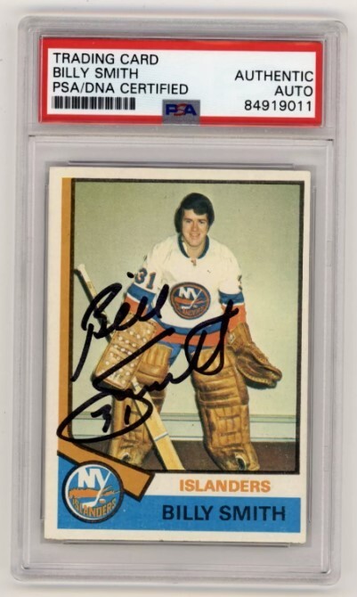 Billy Smith 1974-75 Topps #82 Signed PSA Authentic Auto Black Ink Islanders