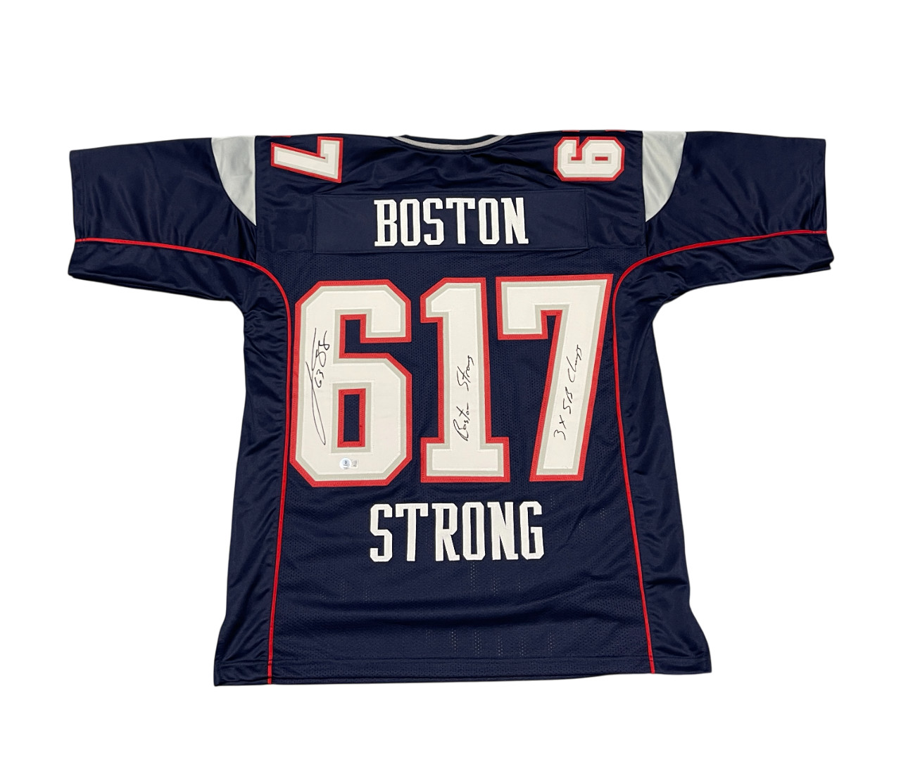 Joe Andruzzi Signed Patriots Boston Strong Custom Jersey Beckett W BAS COA