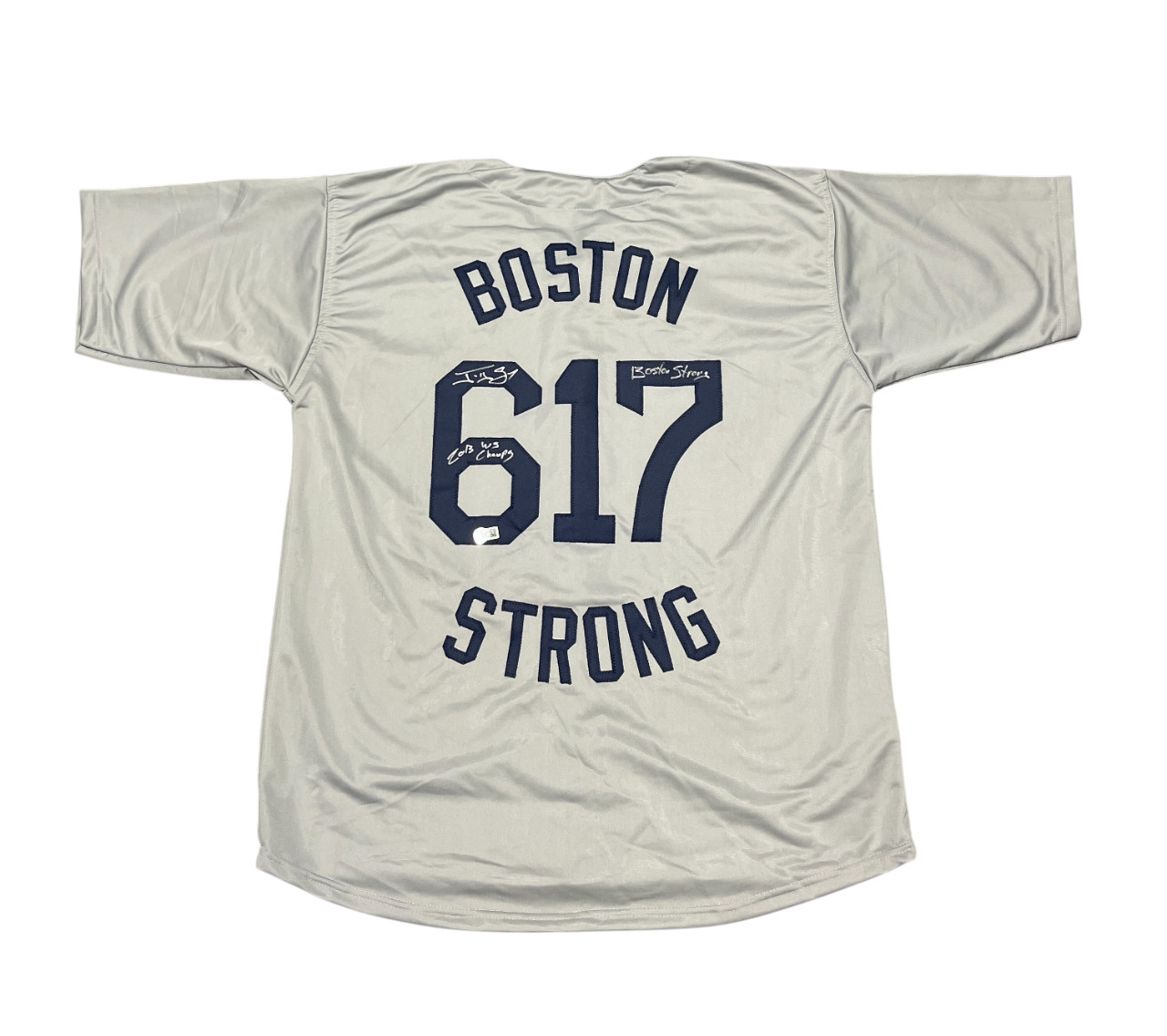 Jonny Gomes Signed Boston Strong Custom Jersey w/ 2 Ins Beckett Witness BAS COA
