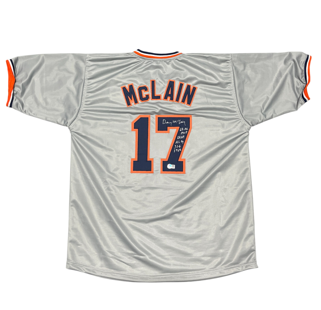 Denny McLain Signed Detroit Tigers Custom Jersey w/ 3 Insc Beckett Wit BAS COA