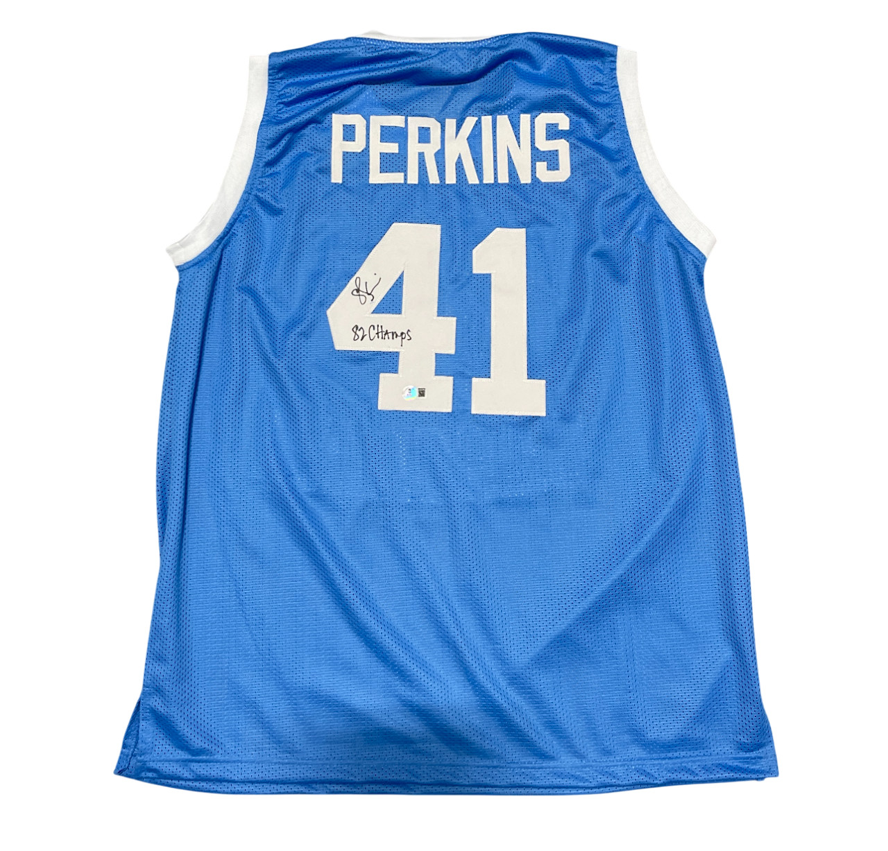 Sam Perkins Signed North Carolina UNC Custom Jersey 82 Champs Beckett W BAS COA