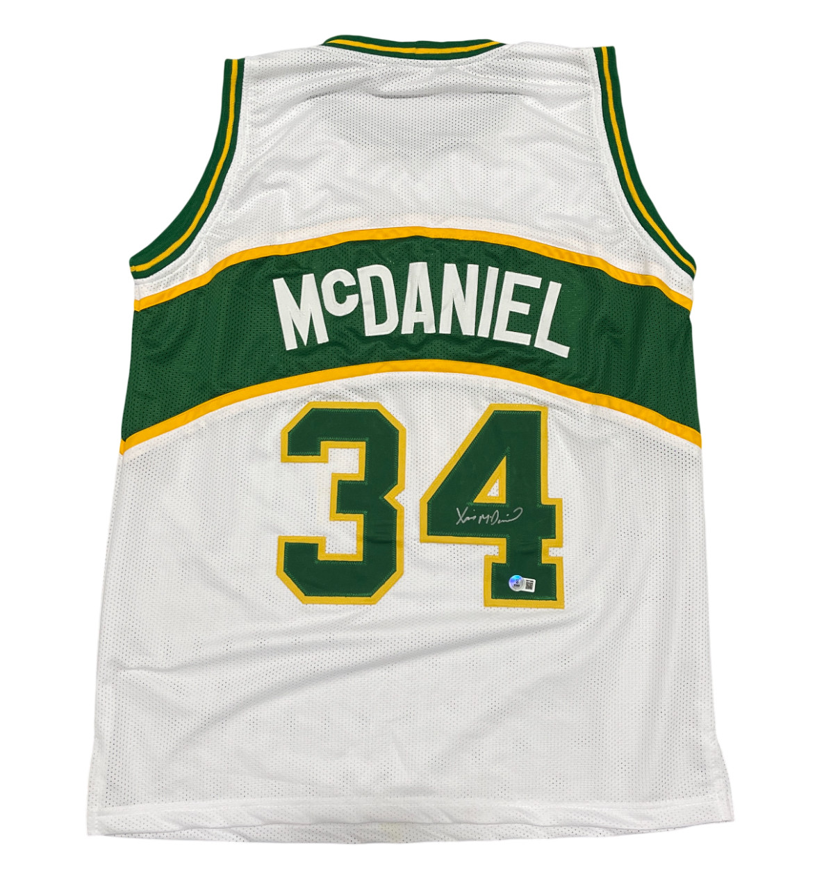Xavier McDaniel Signed Seattle Sonics Custom Jersey Beckett Witness BAS COA