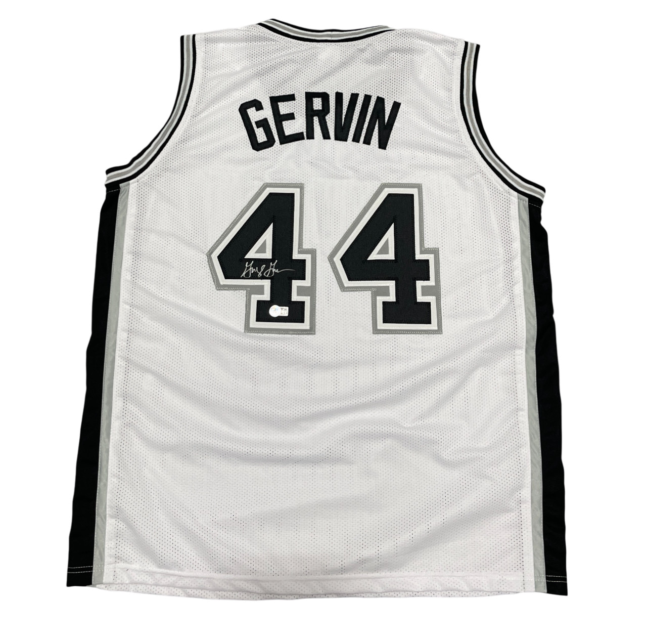 George Gervin Signed San Antonio Spurs Custom Jersey  Beckett Witness BAS COA