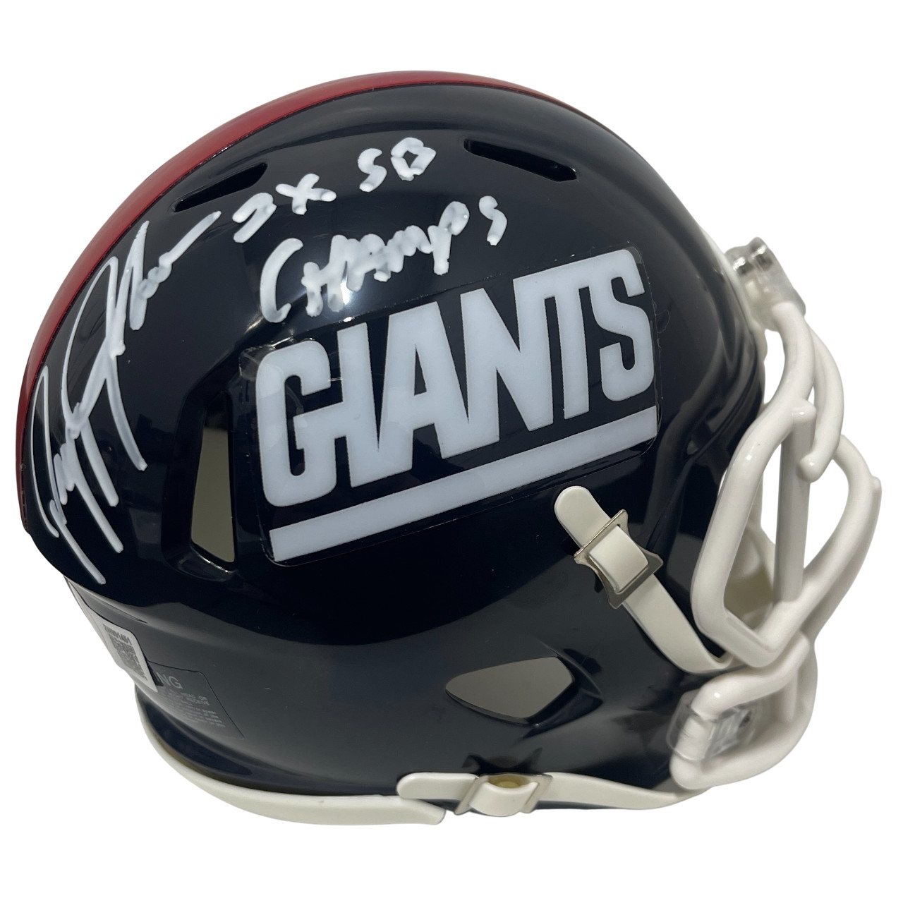 Pepper Johnson Signed Giants TB Mini Helmet w/ 2x SB Champs Beckett Wit BAS COA