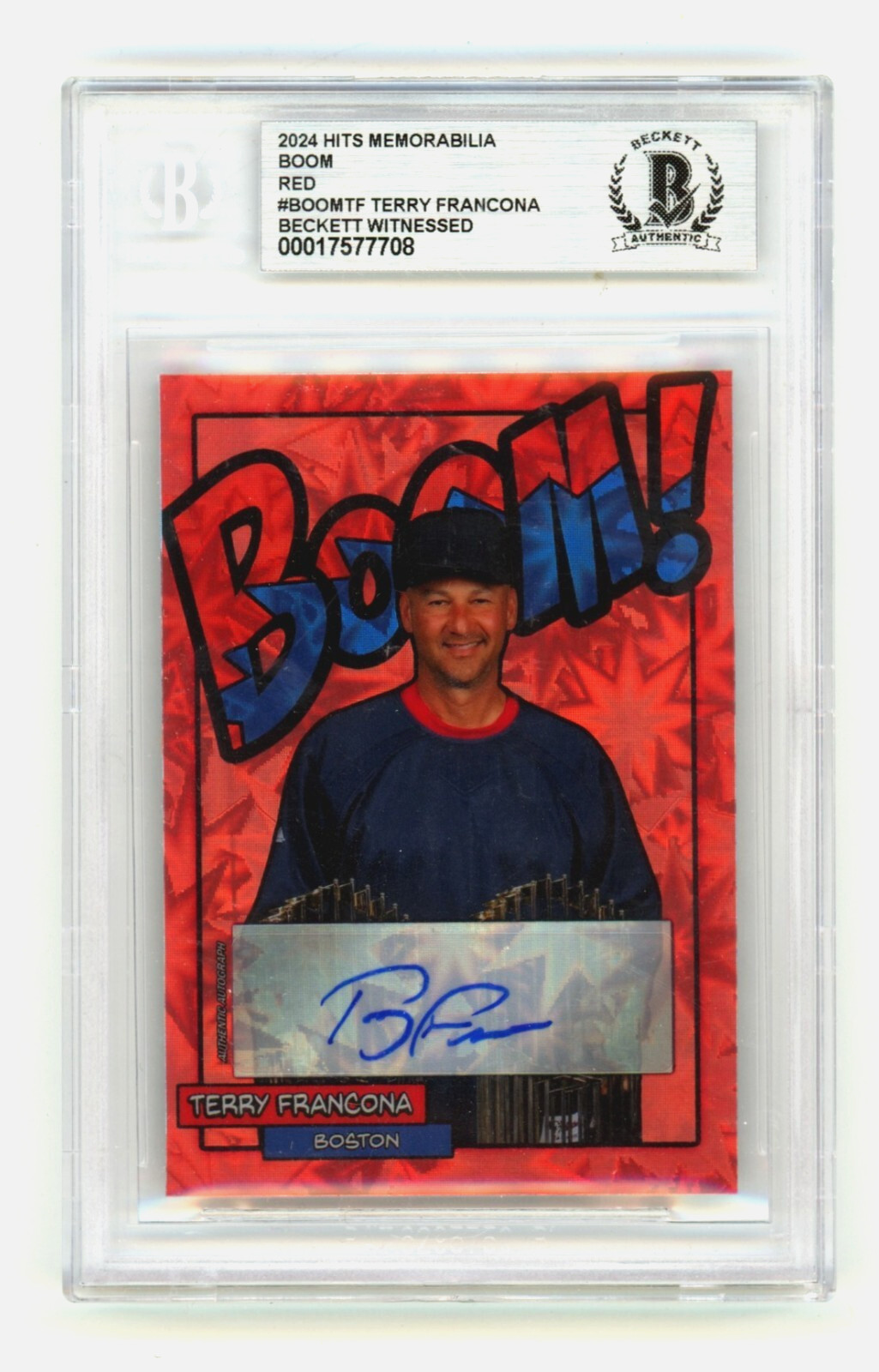 Terry Francona 2024 Hits Memorabilia BOOM Red /5 Signed BGS BAS Auto Red Sox
