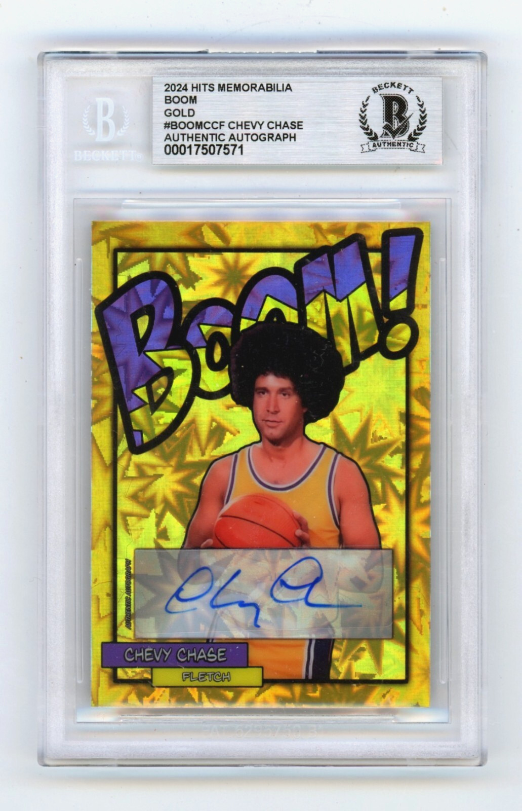 Chevy Chase Fletch 2024 Hits Memorabilia BOOM Gold/10 Signed BGS BAS Auto