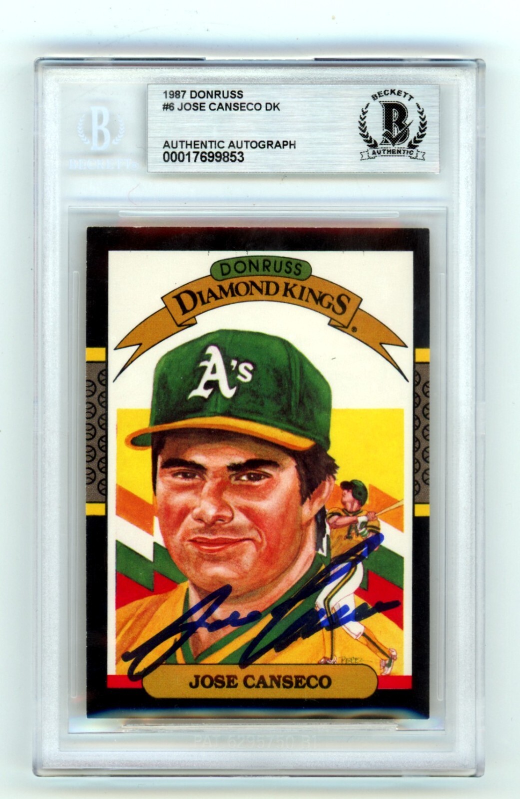 Jose Canseco 1987 Donruss Diamond Kings #6 Signed Beckett BGS BAS Auto Athletics