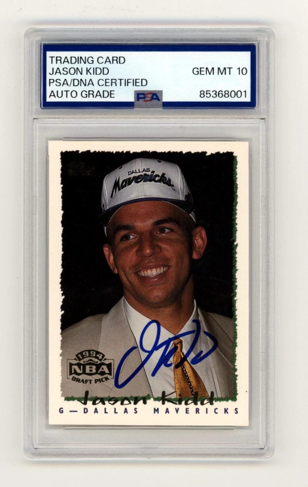 Jason Kidd 1994 Topps NBA Draft Pick #37 Rookie RC Signed PSA 10 Auto Mavericks