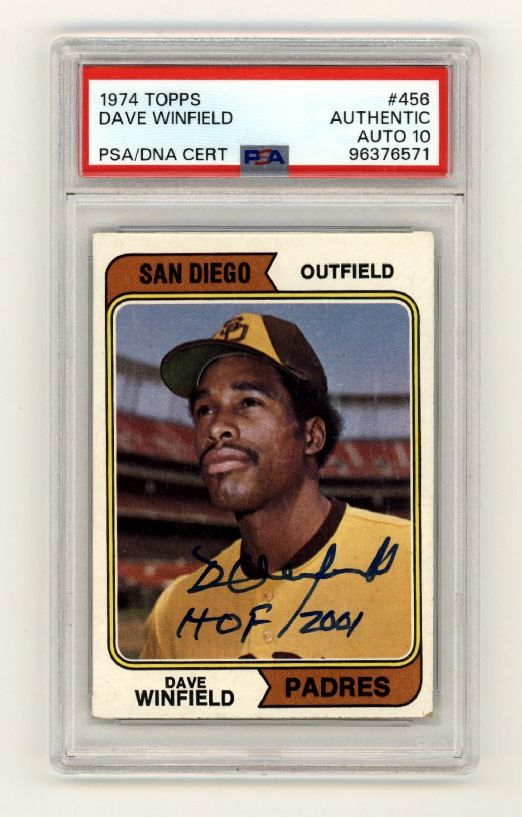 Dave Winfield 1974 Topps #456 Rookie RC Signed w/ HOF 2001 10 Auto PSA DNA