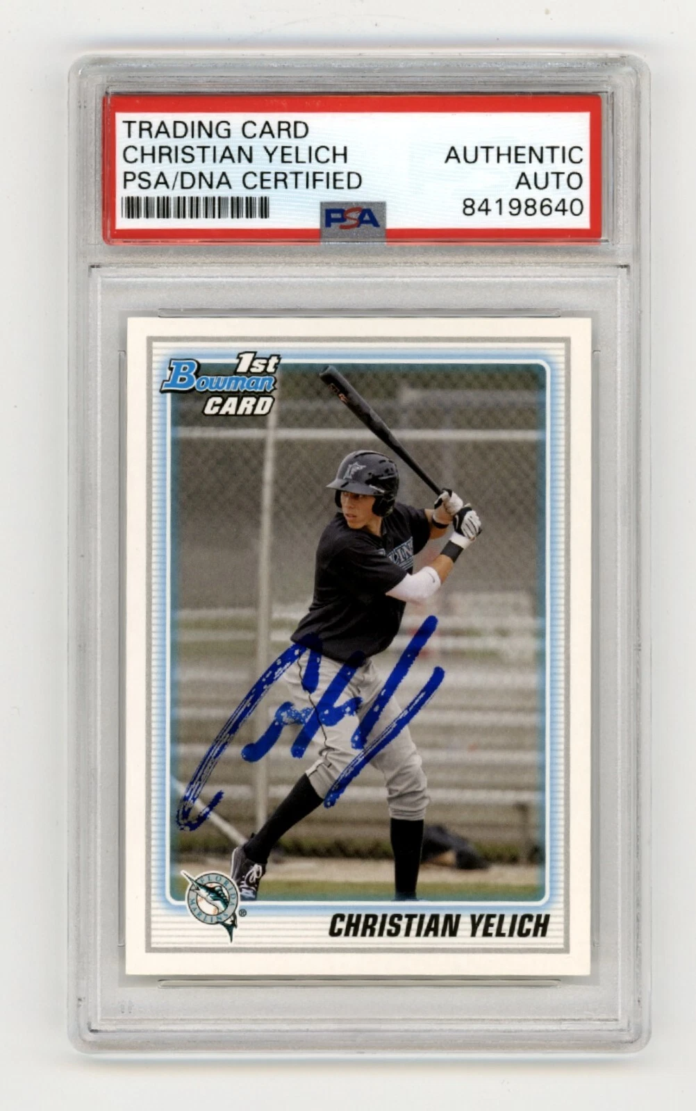 Christian Yelich 2010 Bowman #BDPP78 Rookie RC Signed PSA Authentic Auto C