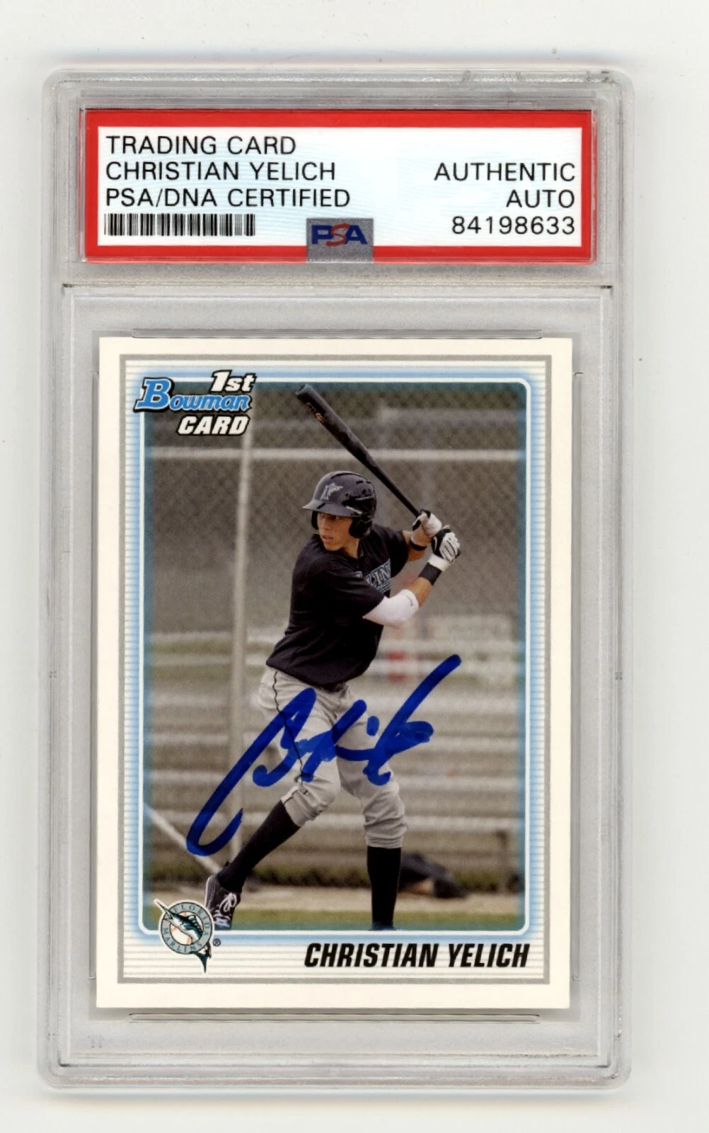Christian Yelich 2010 Bowman #BDPP78 Rookie RC Signed PSA Authentic Auto A