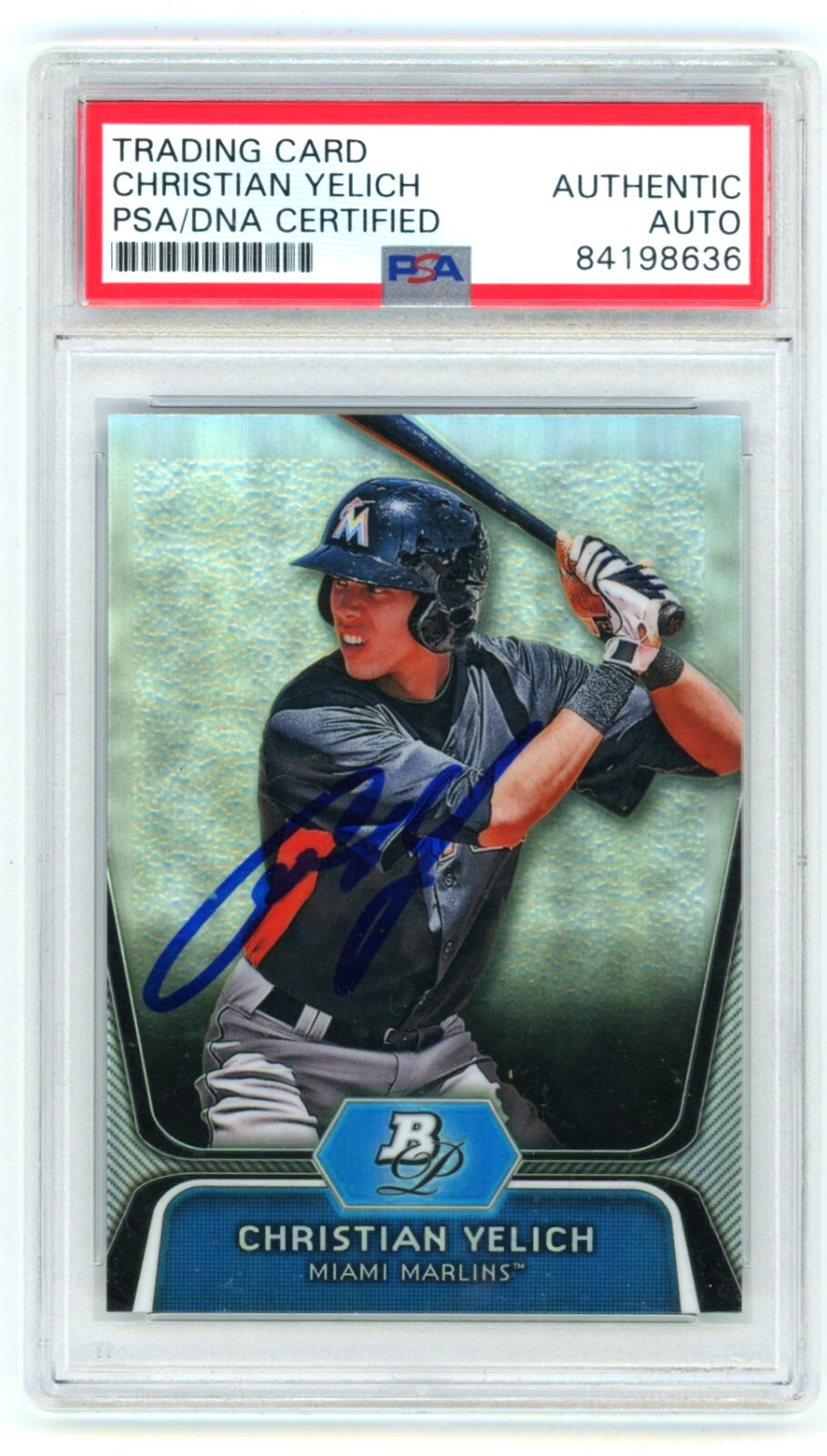 Christian Yelich 2012 Bowman Platinum #BPP49 Refractor RC PSA Authentic Auto