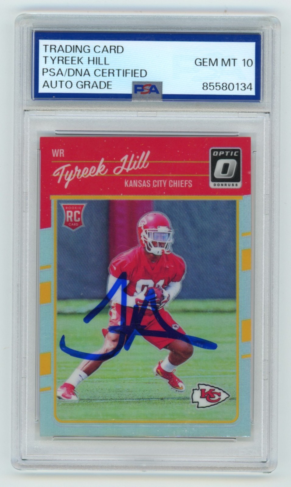 Tyreek Hill 2016 Donruss Optic #117 Silver Holo Signed Rookie RC PSA 10 GEM MINT