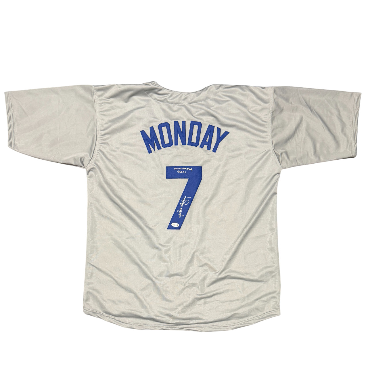 Rick Monday Signed Chicago Cubs Custom Jersey w/ Save The Flag 4/25/76 JSA W COA