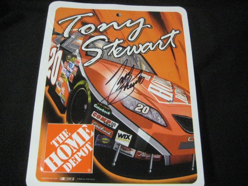 JSA TONY STEWART Signed HOME DEPOT Metal Sign PROOF