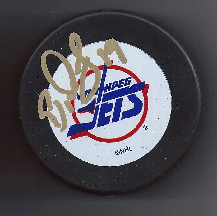 Bill DERLAGO Signed WINNIPEG JETS Puck