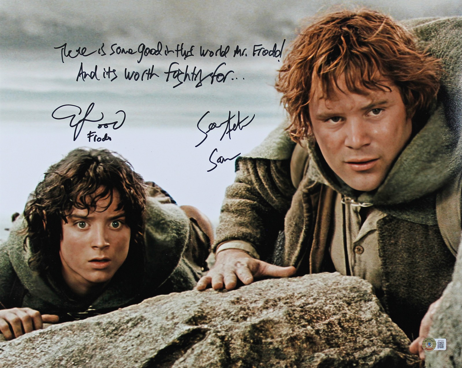ELIJAH WOOD & SEAN ASTIN LORD OF THE RINGS SIGNED 16×20 PHOTO BAS WITNESSED 1 COLLECTIBLE MEMORABILIA