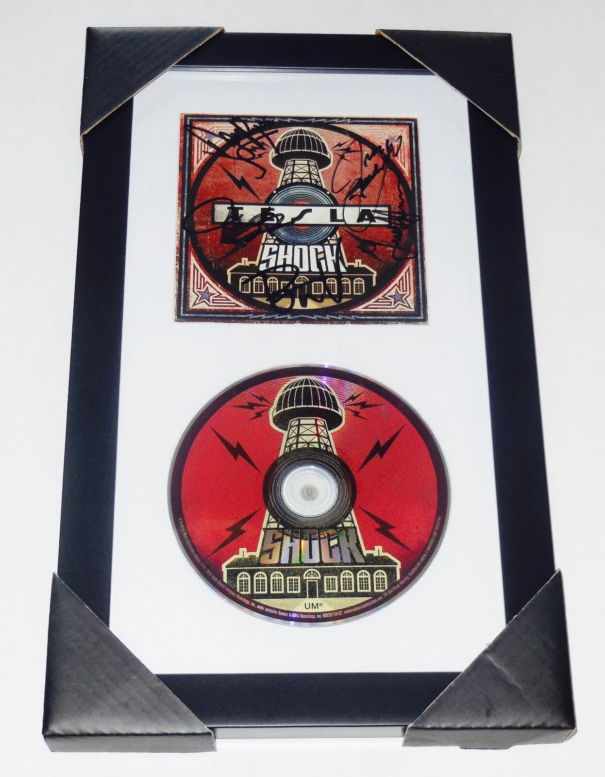 TESLA AUTOGRAPHED SHOCK CD COVER (FRAMED & MATTED) - W/ COA!